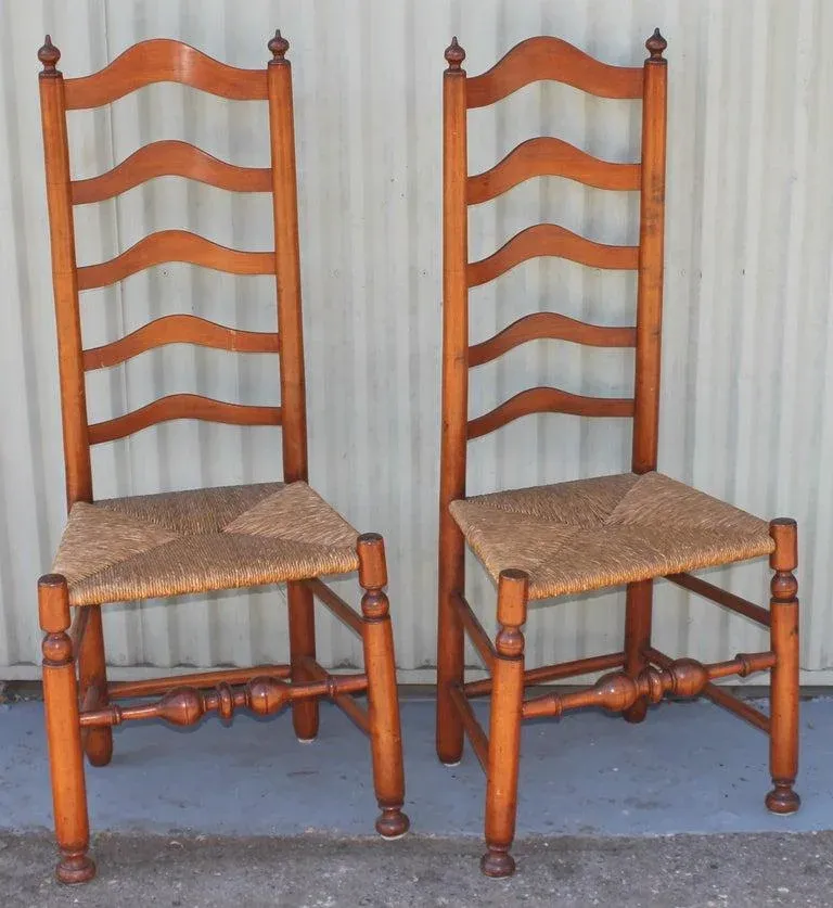 Early 19th C Delaware River Valley Ladder Back Chairs, 2
