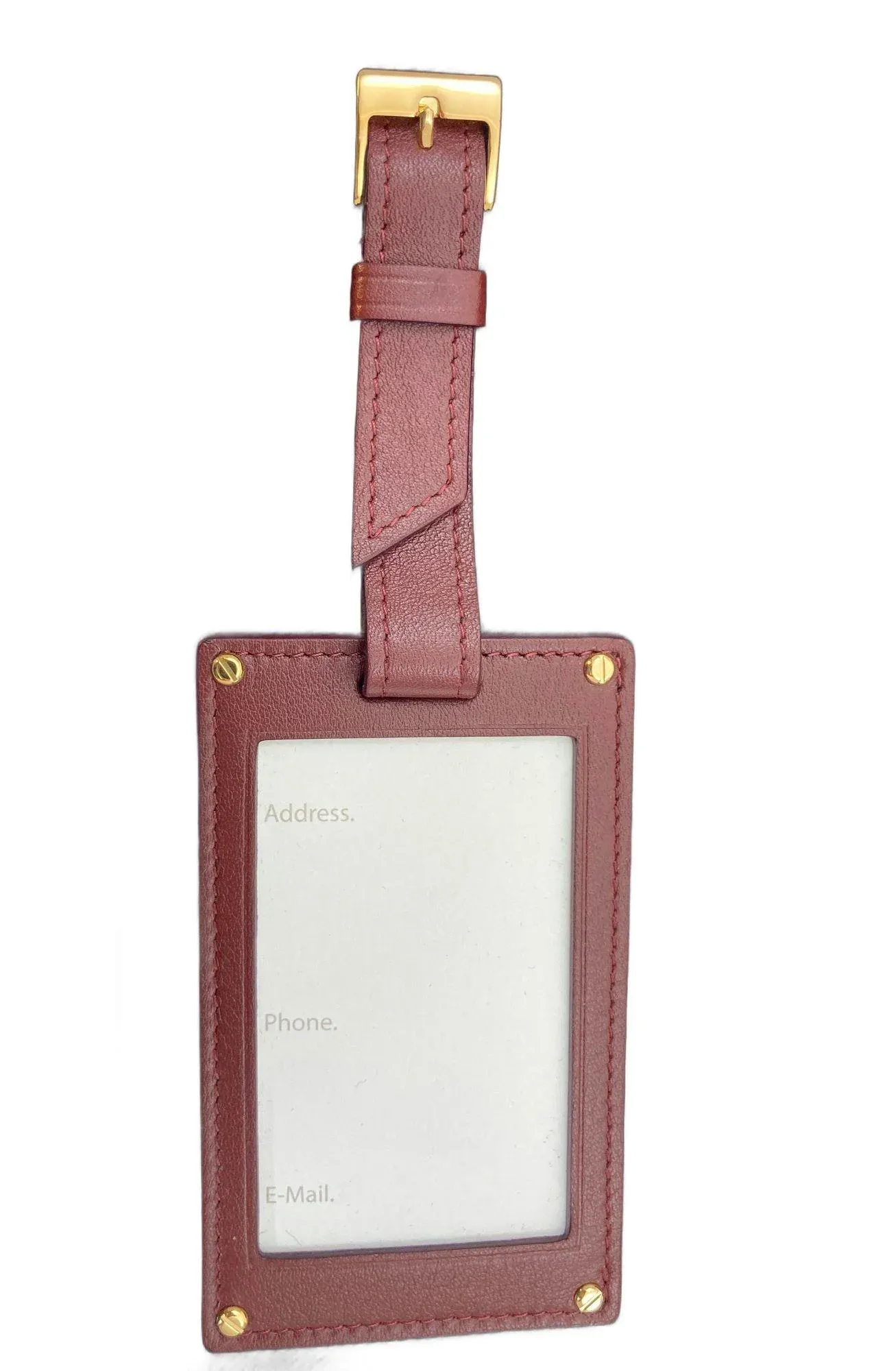 Cartier Paris Burgundy Calfskin Leather Luggage Tag