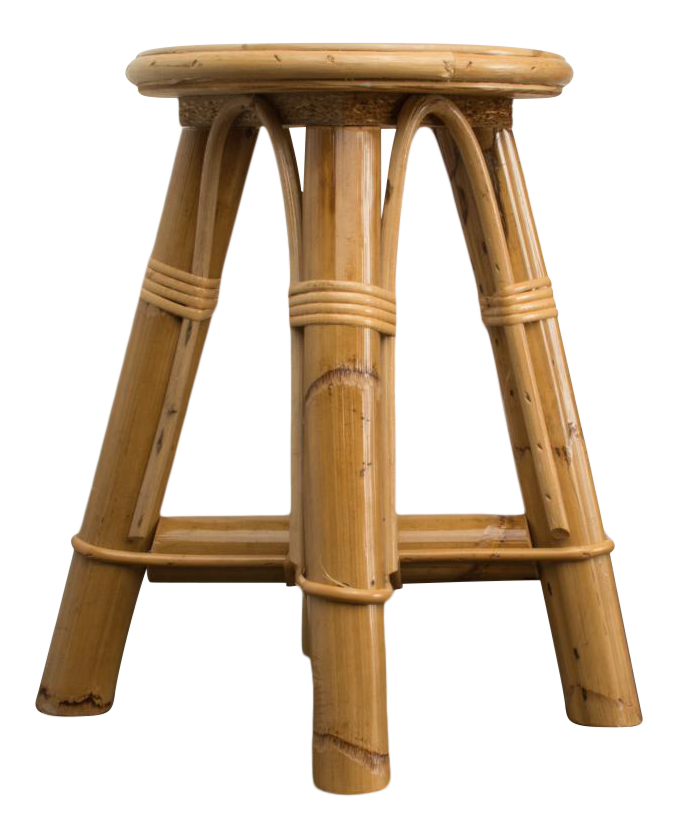 Modern Bamboo and Rattan Stool Chairish
