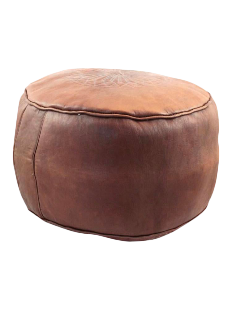 Moroccan Brown Leather Pouf Ottoman Chairish