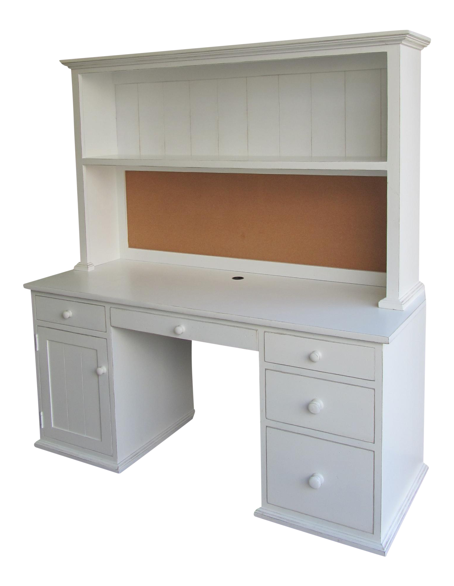 Custom Distressed White Desk With Bookcase Chairish