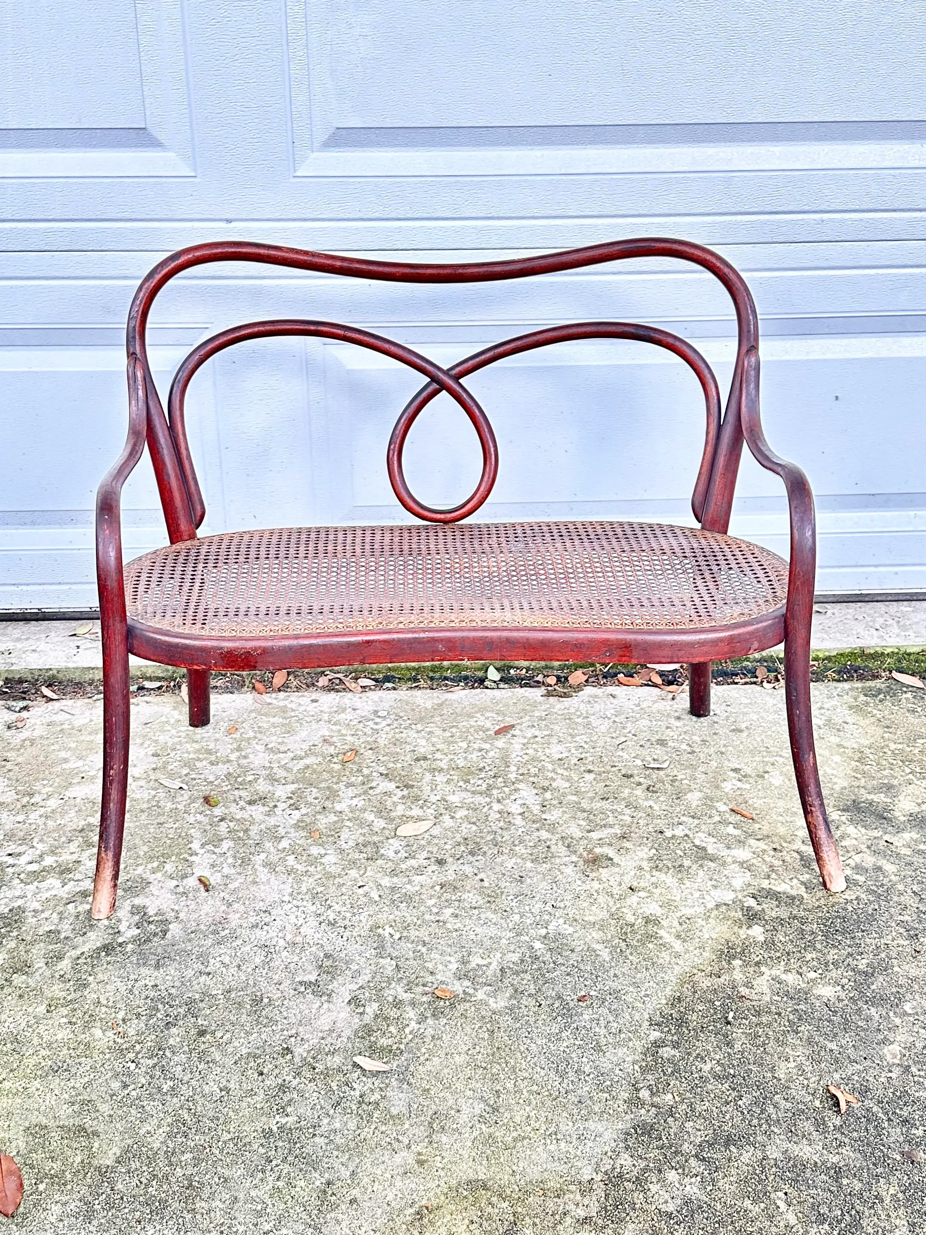 Antique Child’s Bentwood and Cane Bench