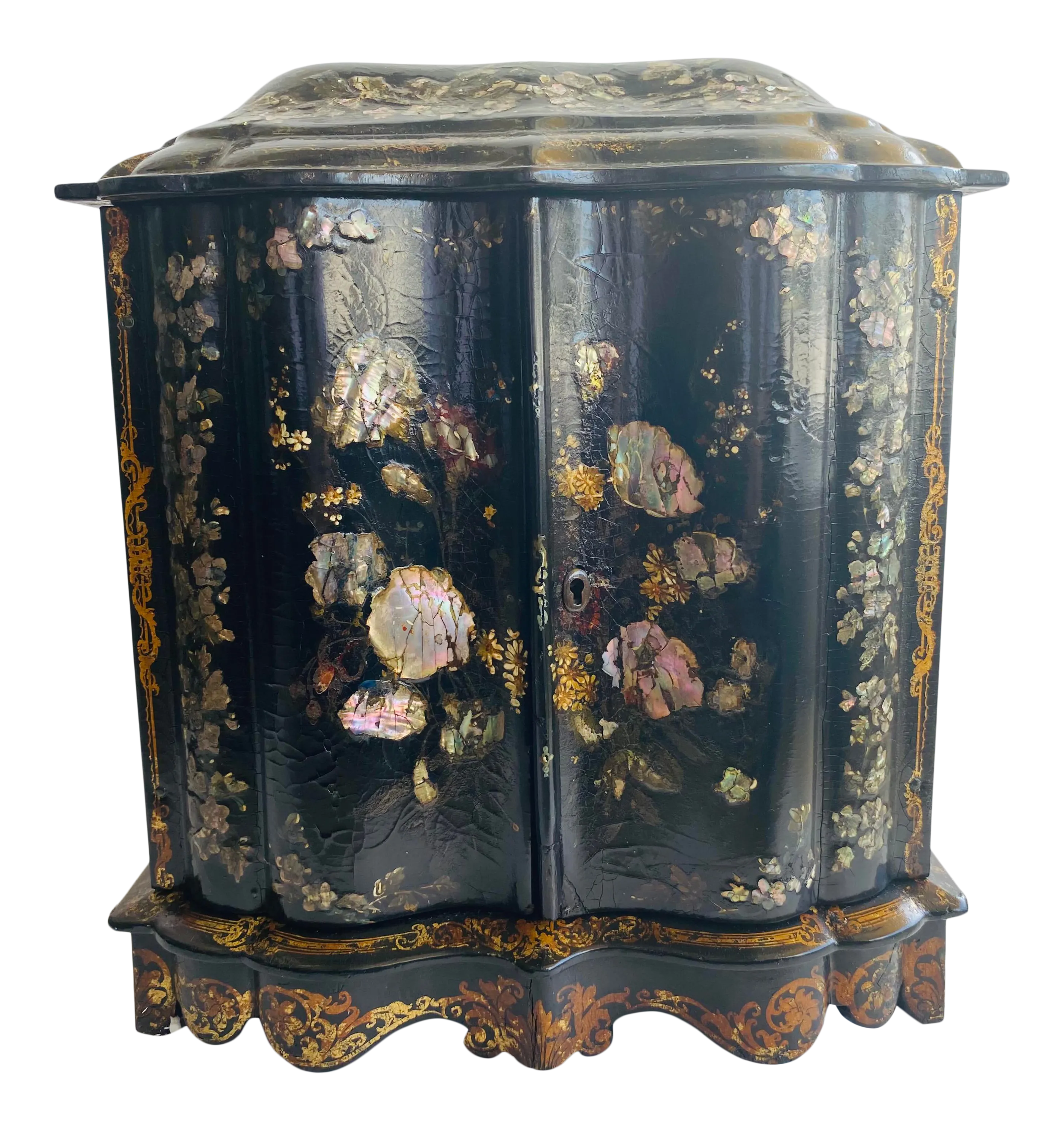 Antique English Papier Mache Cabinet With Writing Slope Chairish