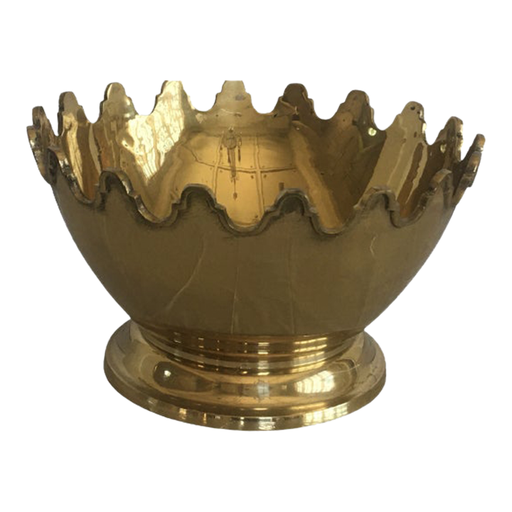Mid 20th Century Scalloped Brass Bowl Planter Chairish