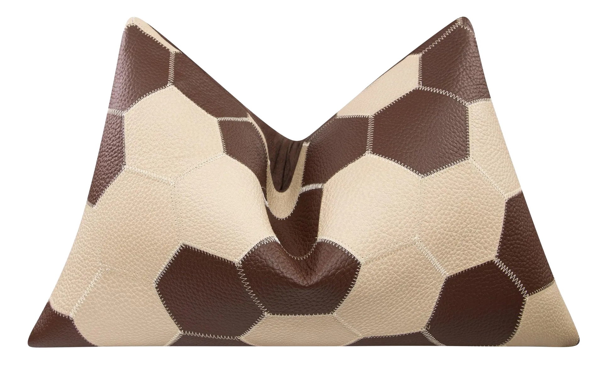 Cowhide Leather Patchwork Pillow - Handmade With Feather Down