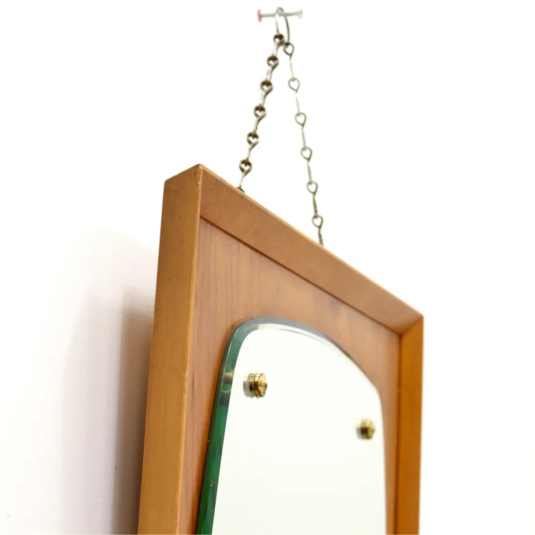 Mid Century Walnut & Oak Wall Mirror