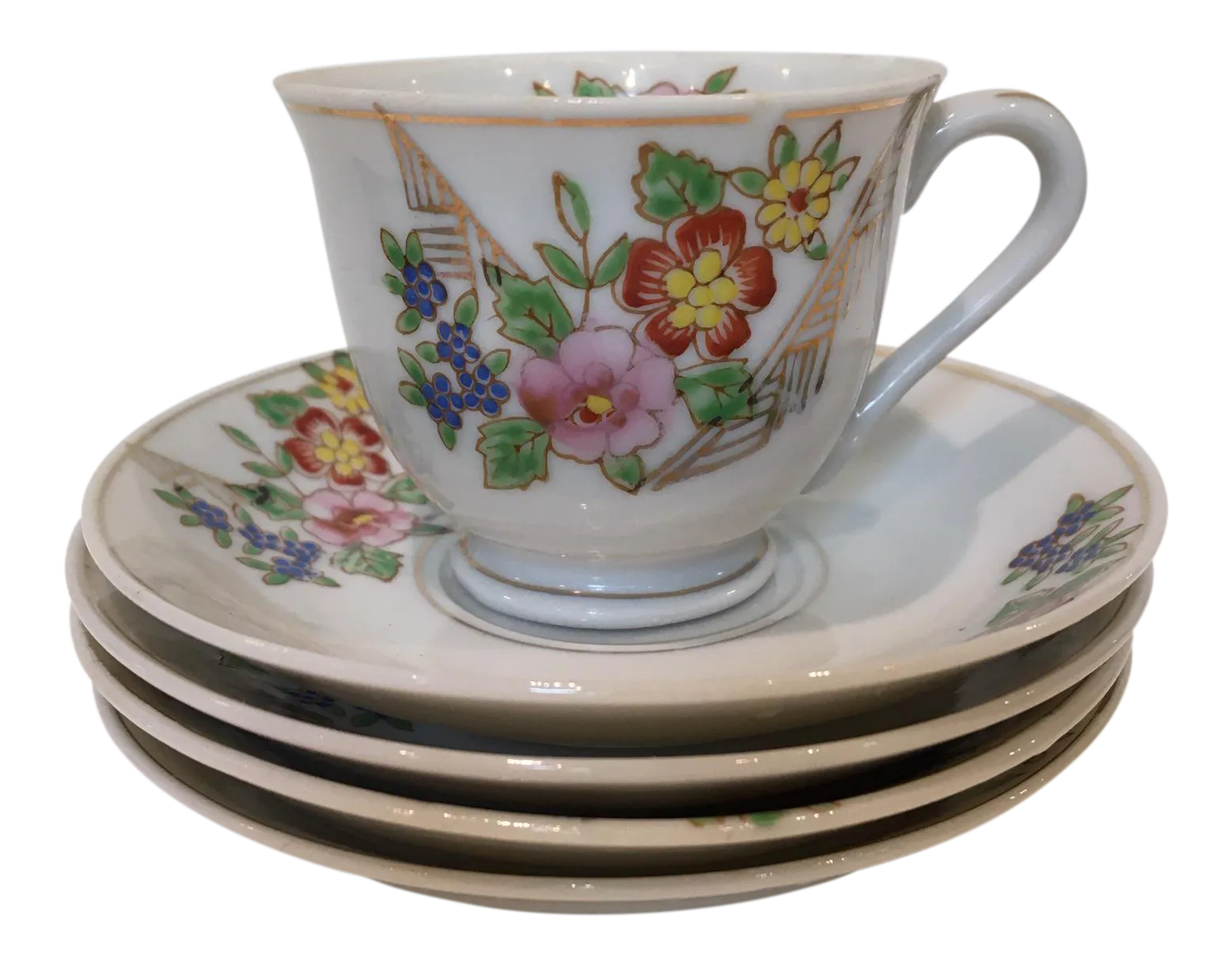 Japanese Tea Cup and Saucers 5 Piece Set Chairish