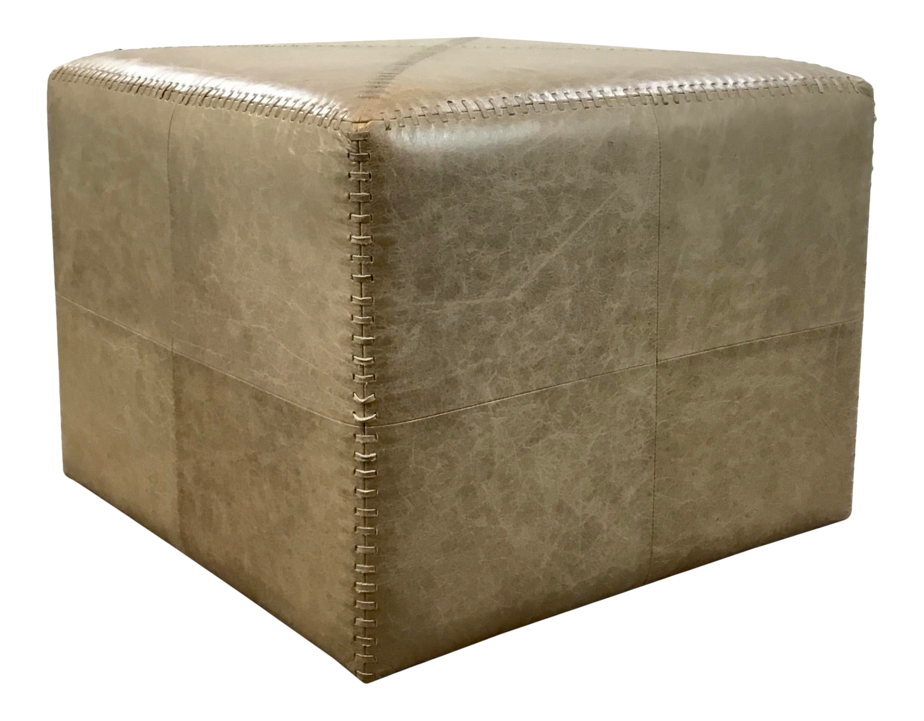 Jamie Young Modern Large Taupe Leather Ottoman Chairish