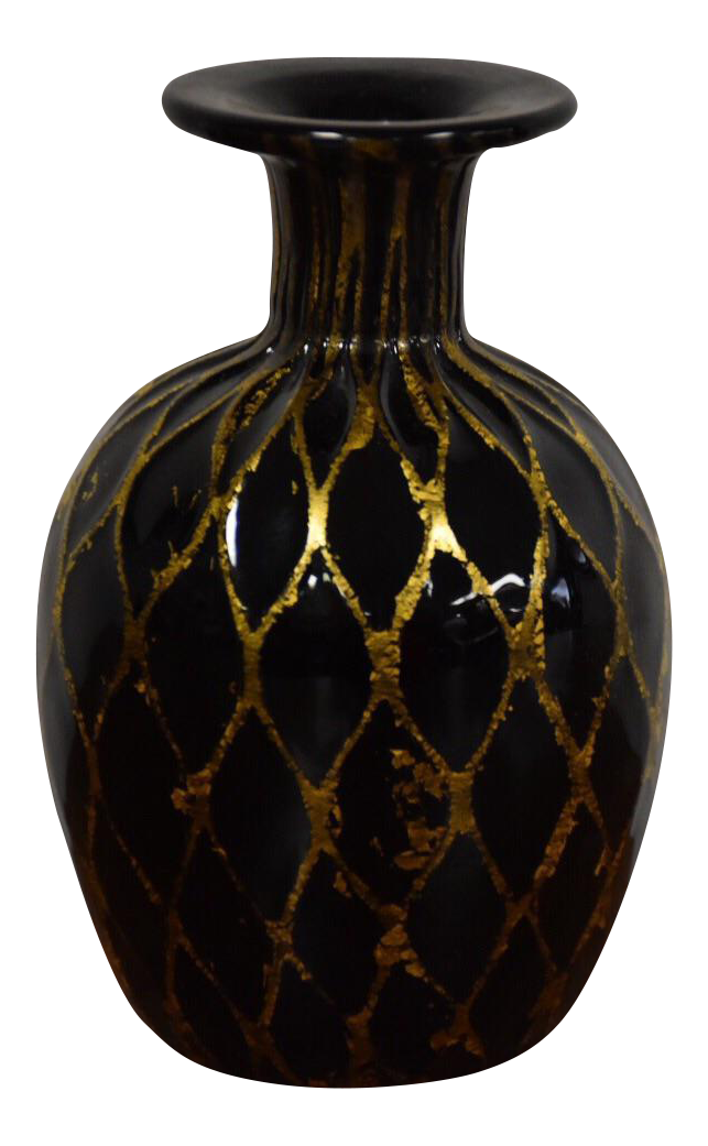 Vetri Murano Black & Gold Bud Vase Chairish