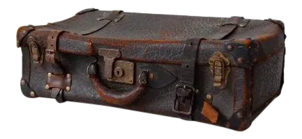 Antique Leather Suitcase | Chairish