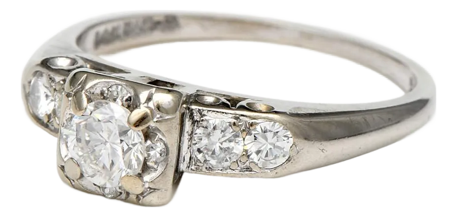 14KW Vintage Diamond(0.63) Bridal Ring, size 7.5