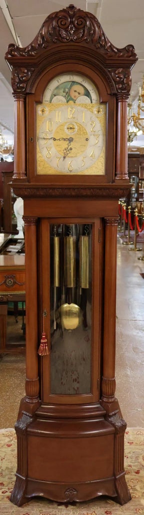 19th Century j.e Caldwell Victorian 9 Tube Mahogany Tall Case