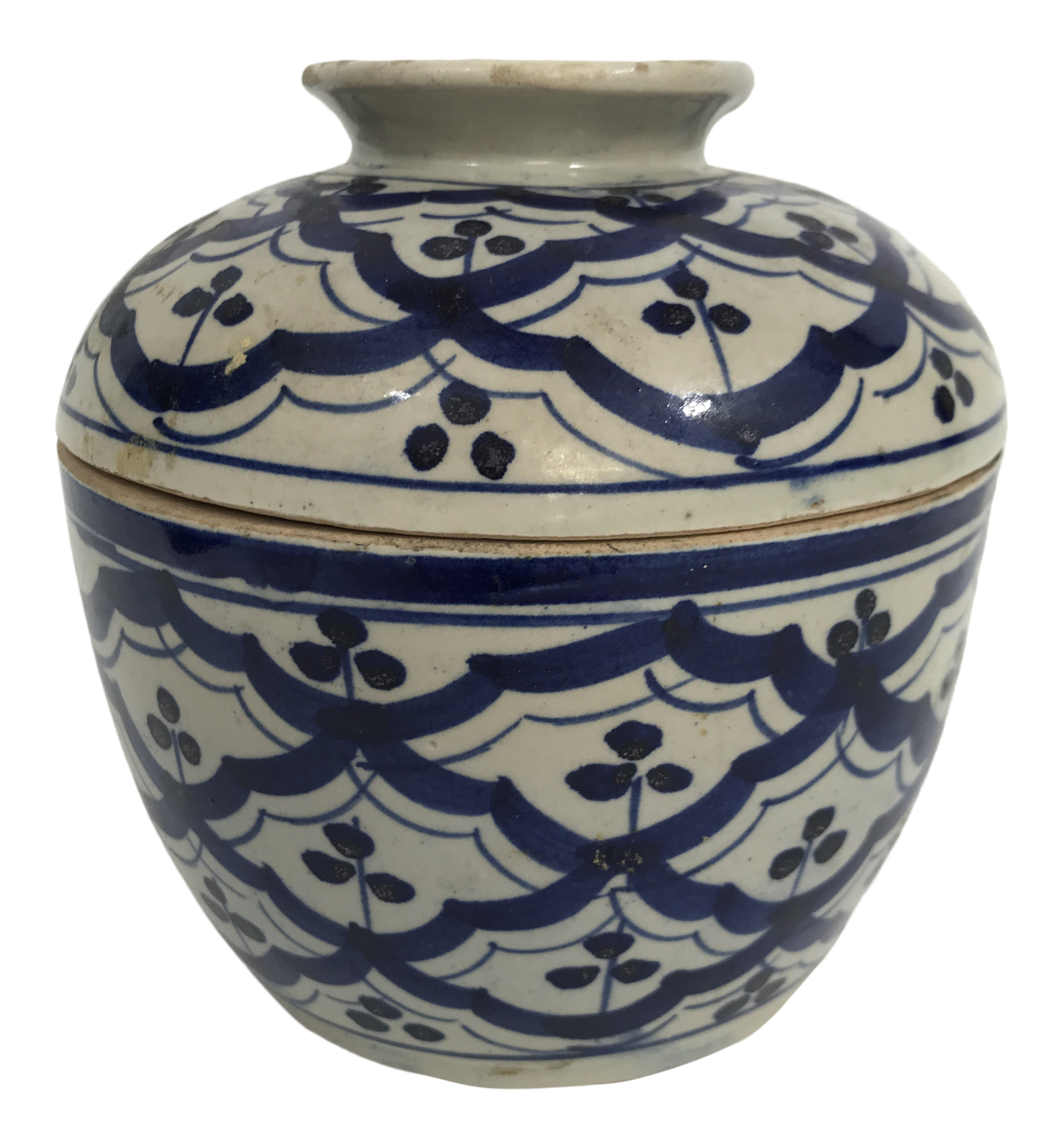 Blue And White Painted Earthenware Jar With Lid Chairish