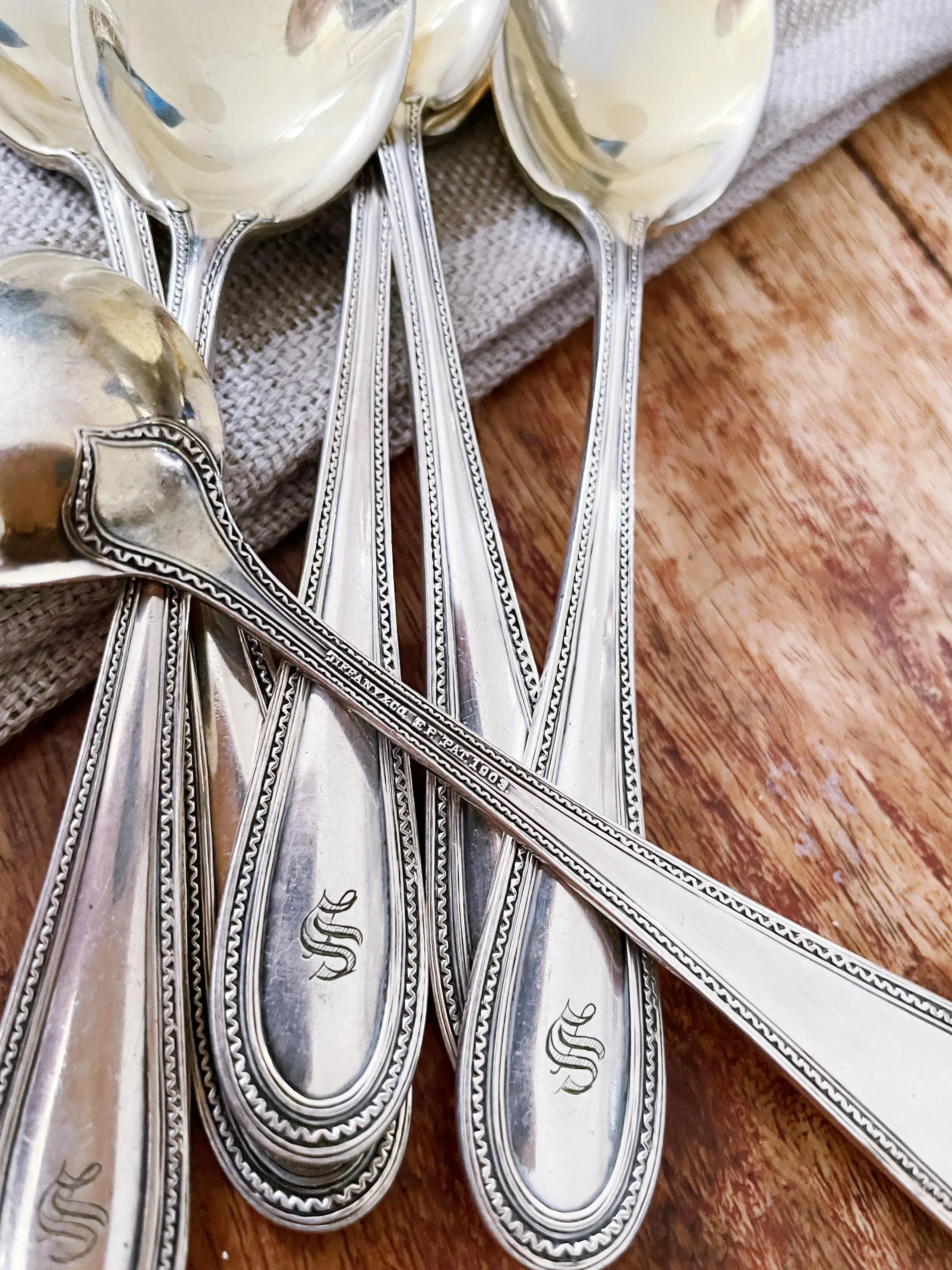 Set of 6 Antique Silver Plated Tiffany & Co Soup Spoons | Chairish