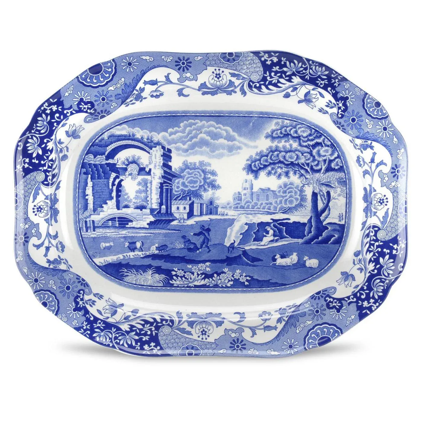 Spode Blue Italian Oval Platter 14