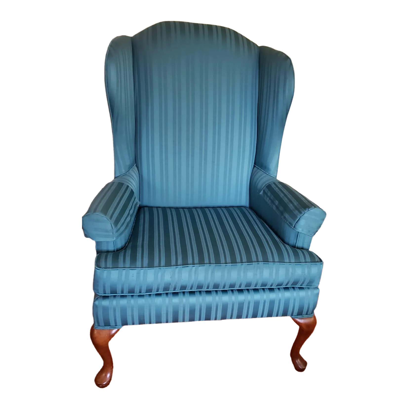 Broyhill American Classic Wingback Chair in Blue Fabric Chairish