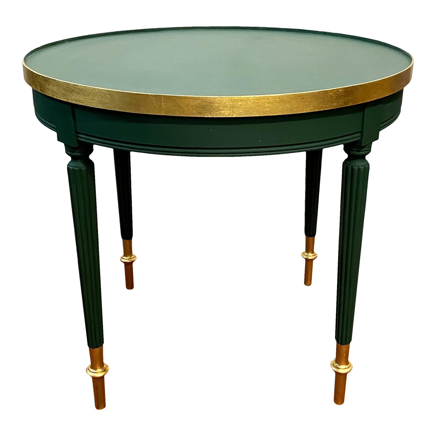 1970s Round Accent Table in Deep Green With Gold Gilded Details Chairish