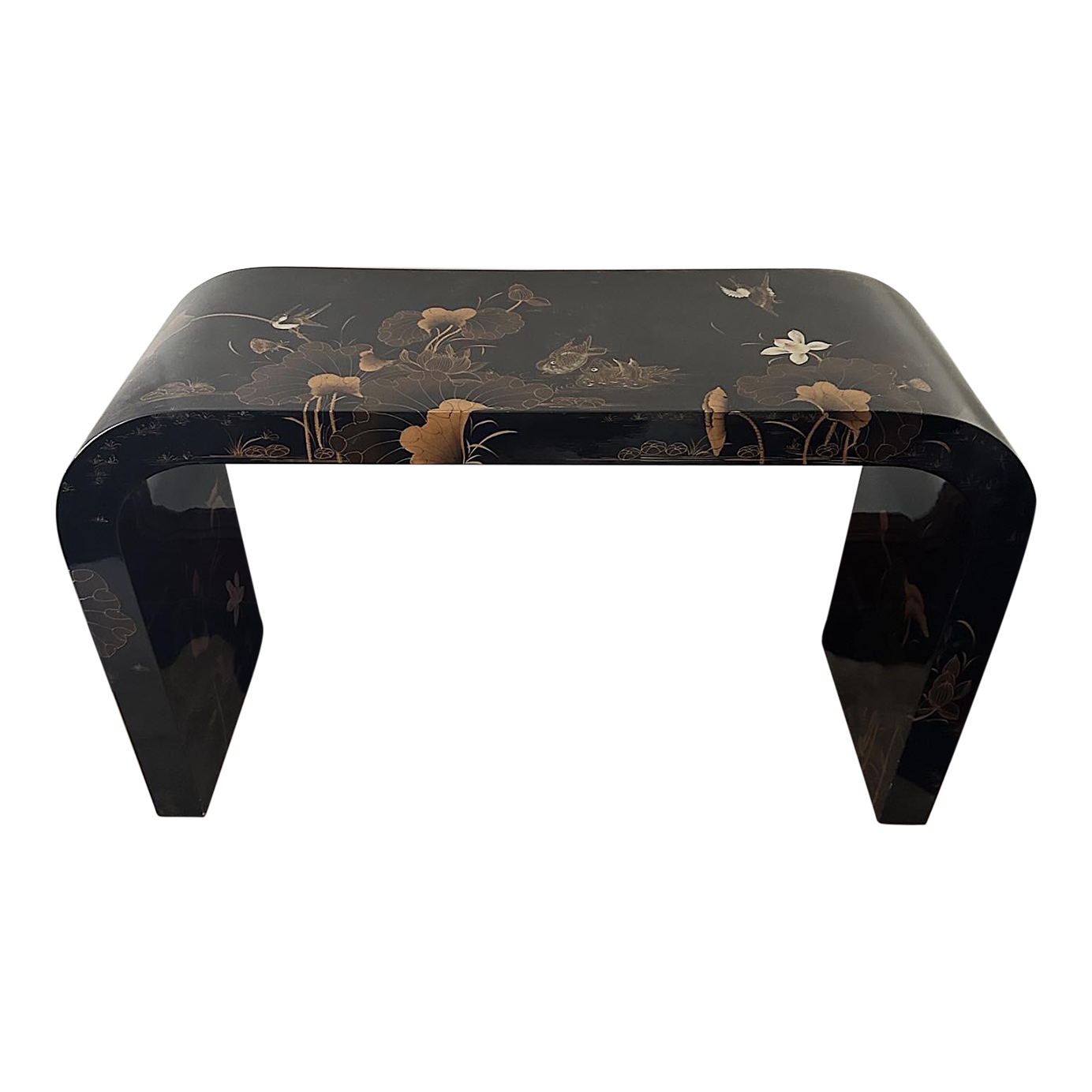 1980s Vintage Maitland Smith Black Waterfall Console Table Chairish