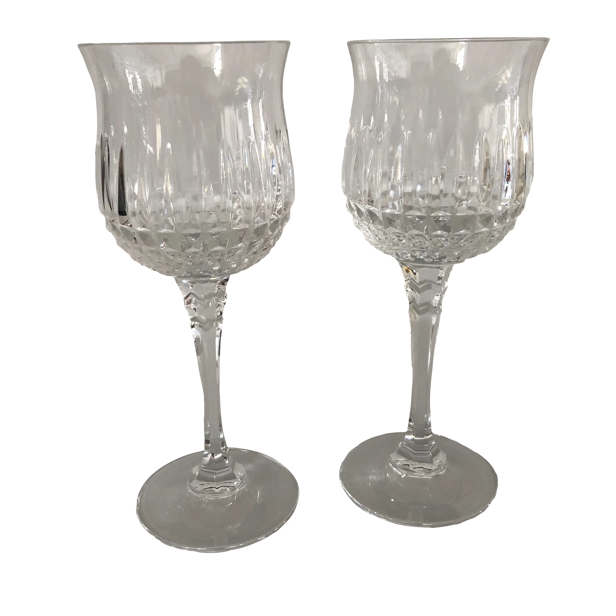 90's Clear Cut Crystal Wine Glasses S/2 Chairish