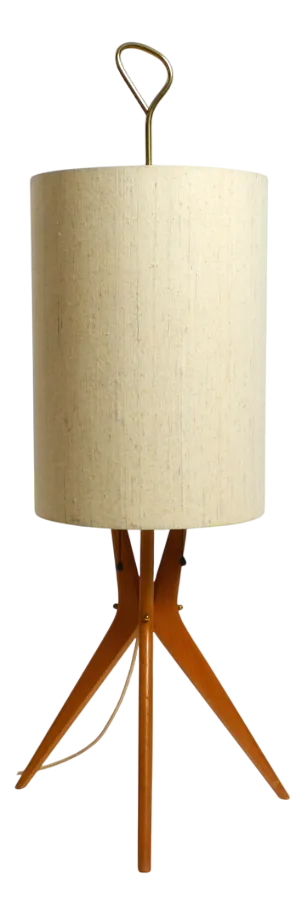 Mid-Century Modern Tripod Floor Lamp in Walnut, 1950s