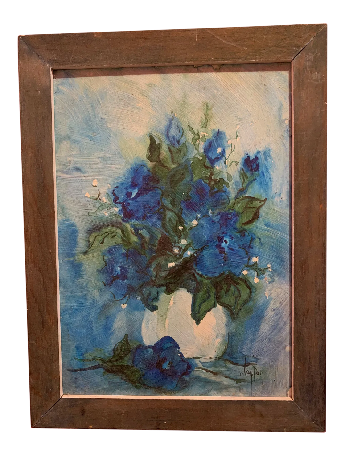 Clara Clayton Impressionist Original Oil Of Blue Flowers On Board Painting Signed Chairish