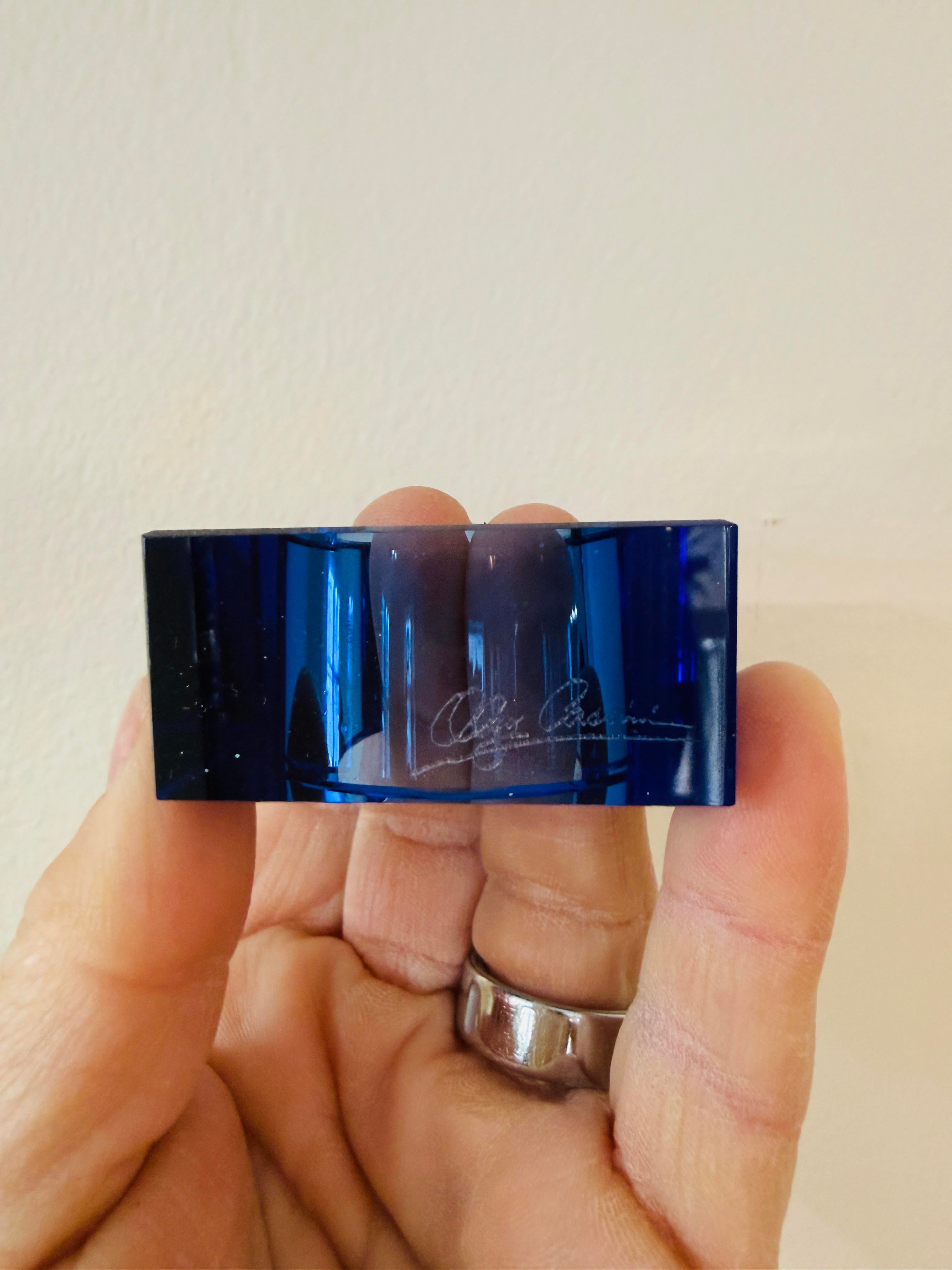 Vintage Oleg Cassini Blue Crystal Napkin Rings - Set of Four- Signed Modern Tableware