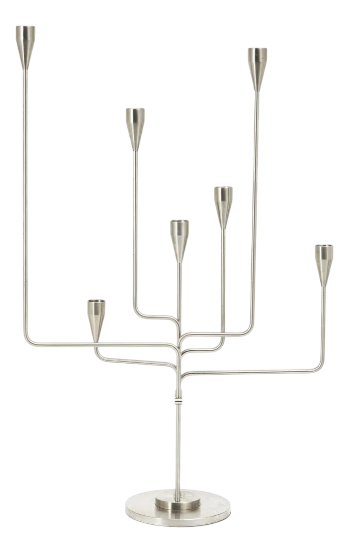 Karlsvognen H63 Candleholder in Brushed Steel by Piet Hein