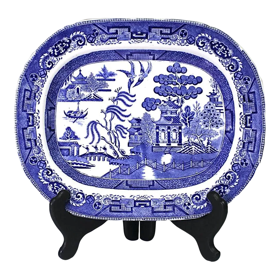 Antique 19th Century William Ridgeway Blue & White Willow Pattern