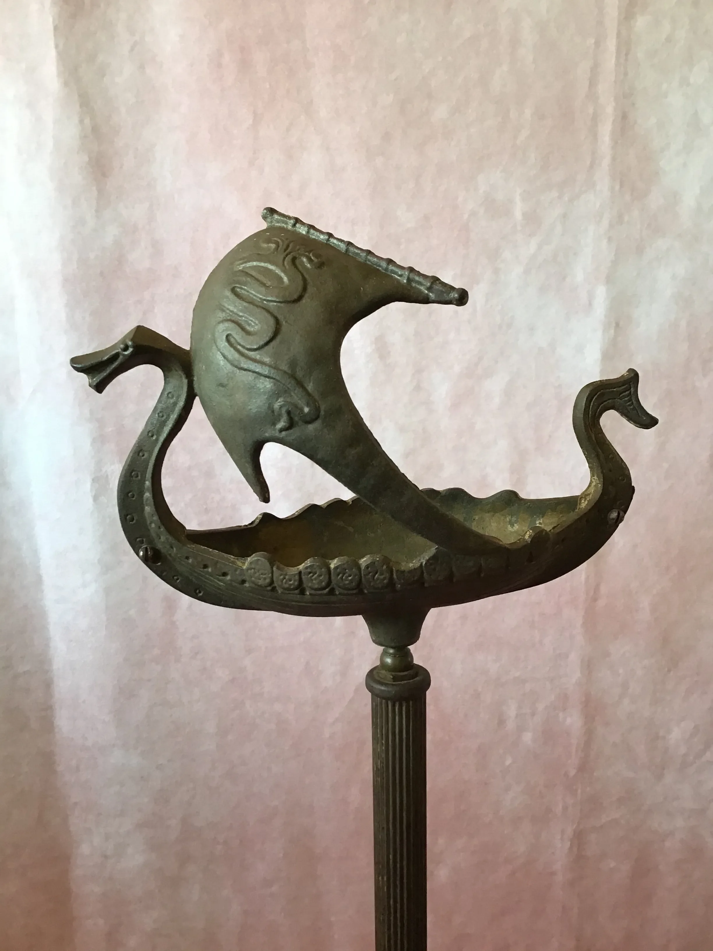 1920s Art Deco Cast Metal Viking Ship Ashtray | Chairish