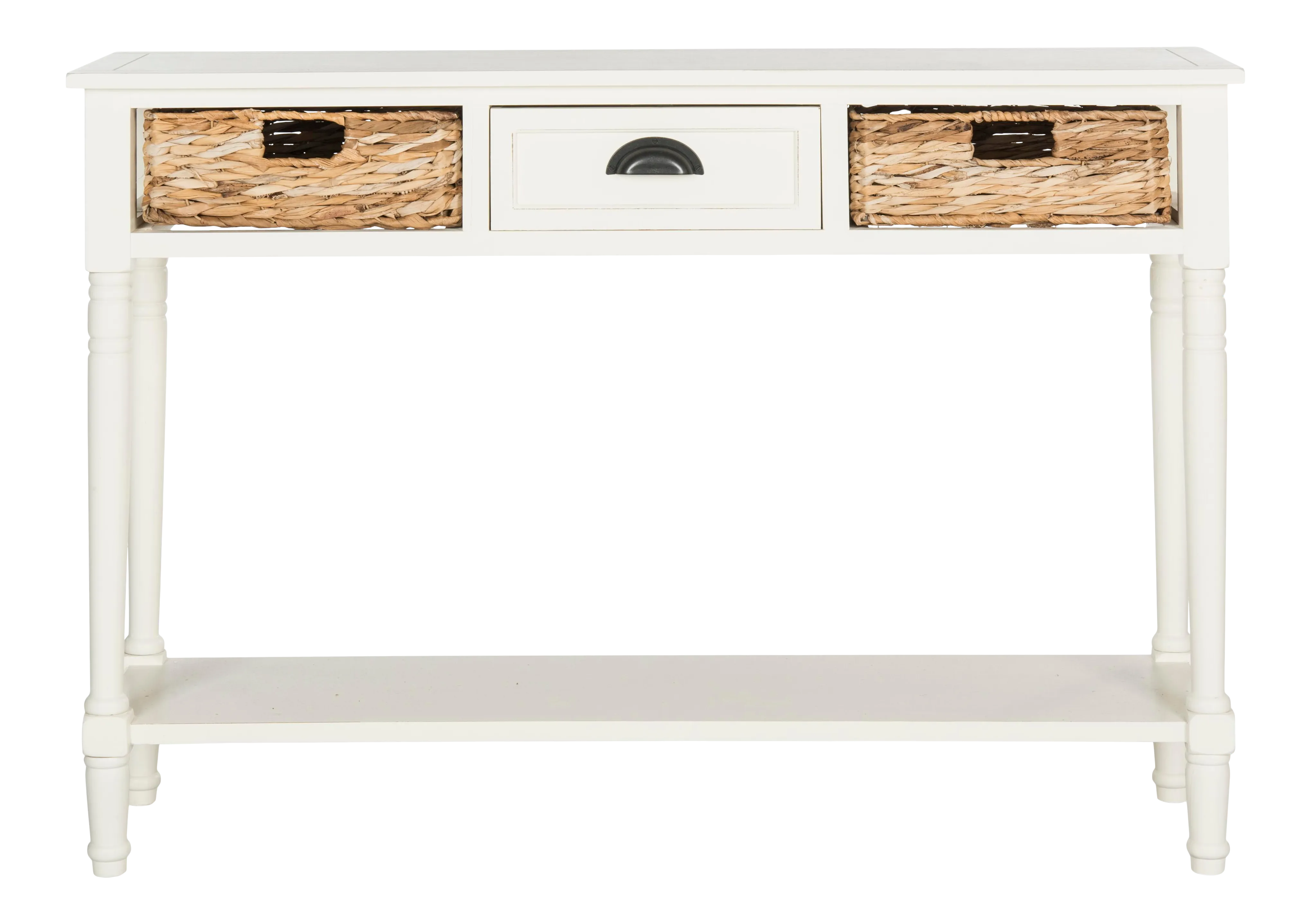 Console Table With Storage in Distressed White Chairish