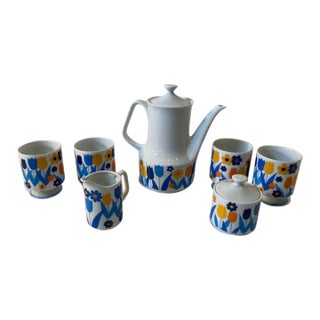 Vintage 1960s Porcelain Coffee Set by Enesco Japan Retro Floral