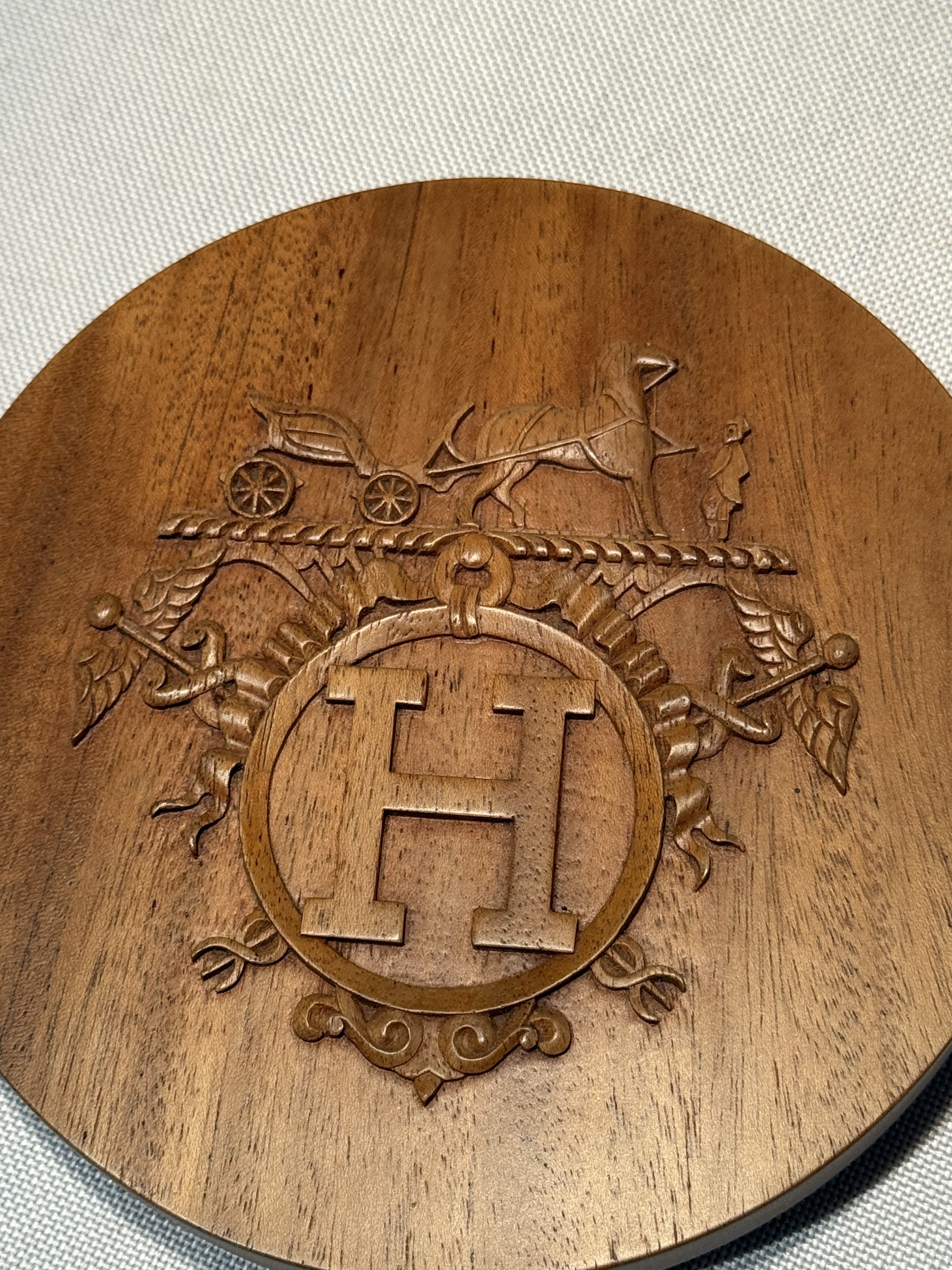 Hermes Ex-Libris Twilly Box Boite Ronde Mahogany Wood | Chairish