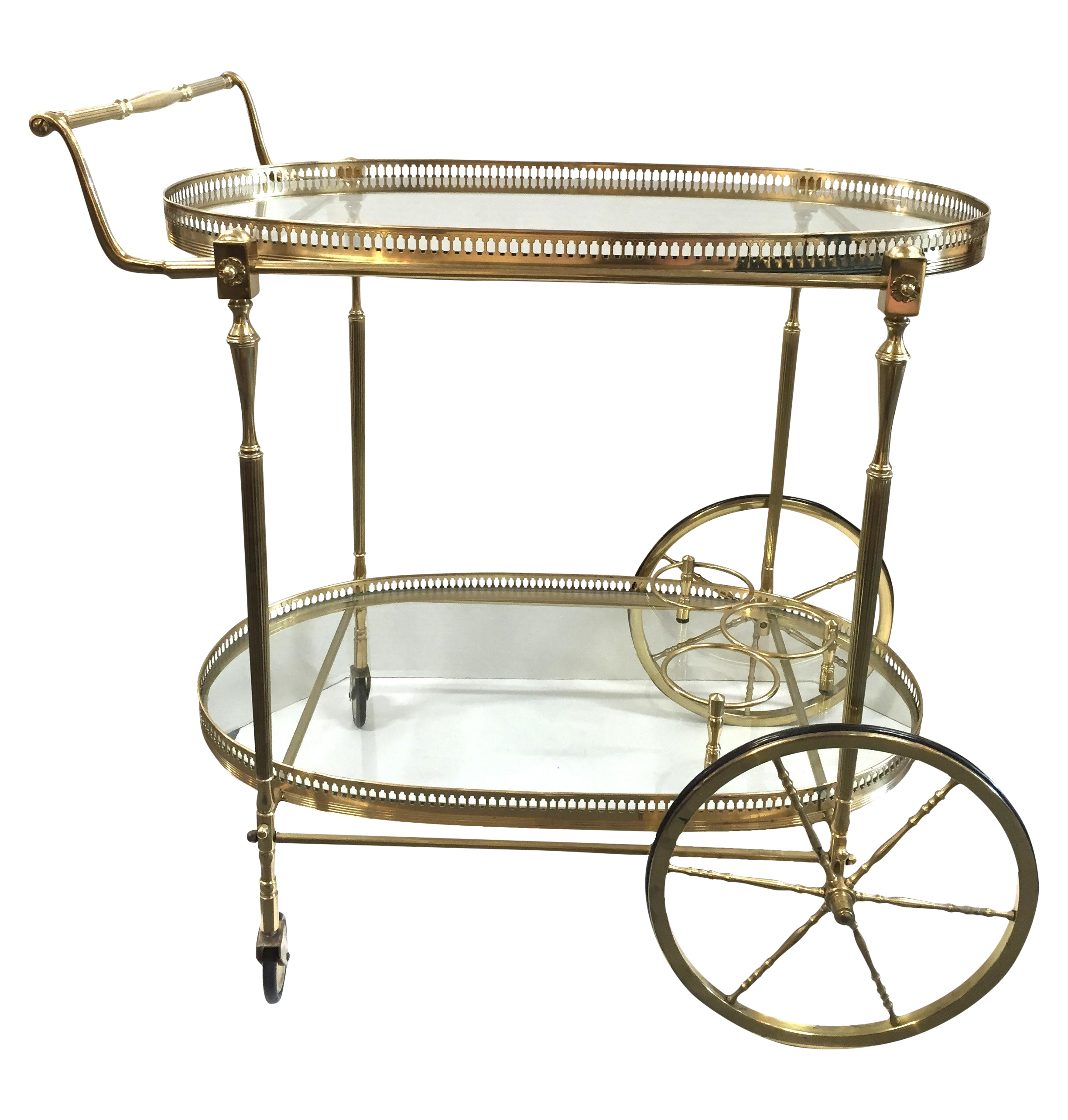 1960s Vintage Brass Gallery Bar Cart Chairish