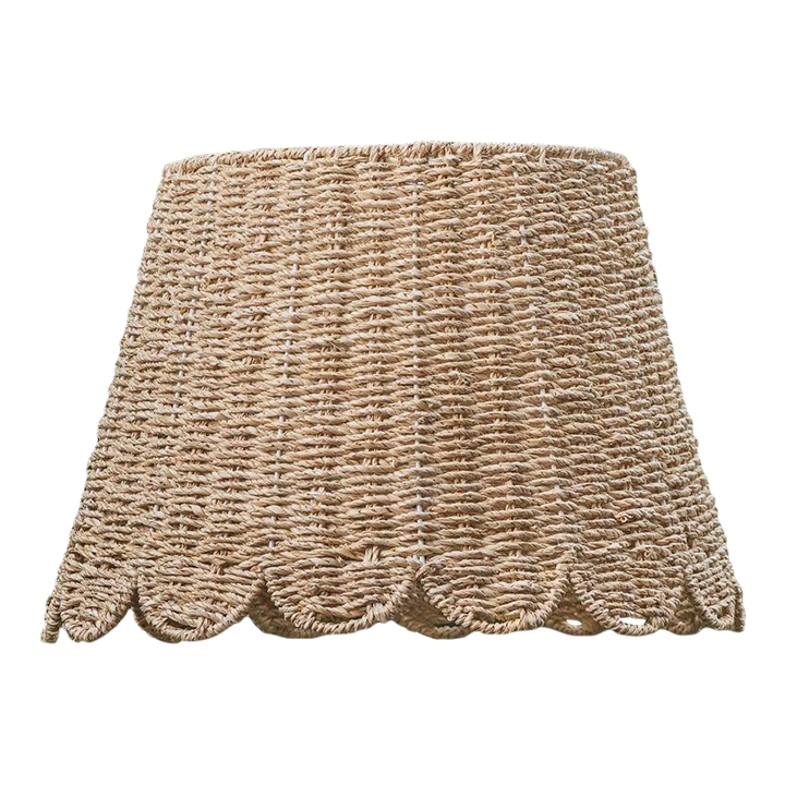 18" Scalloped Lamp Shade in Ivory Twisted Seagrass Chairish