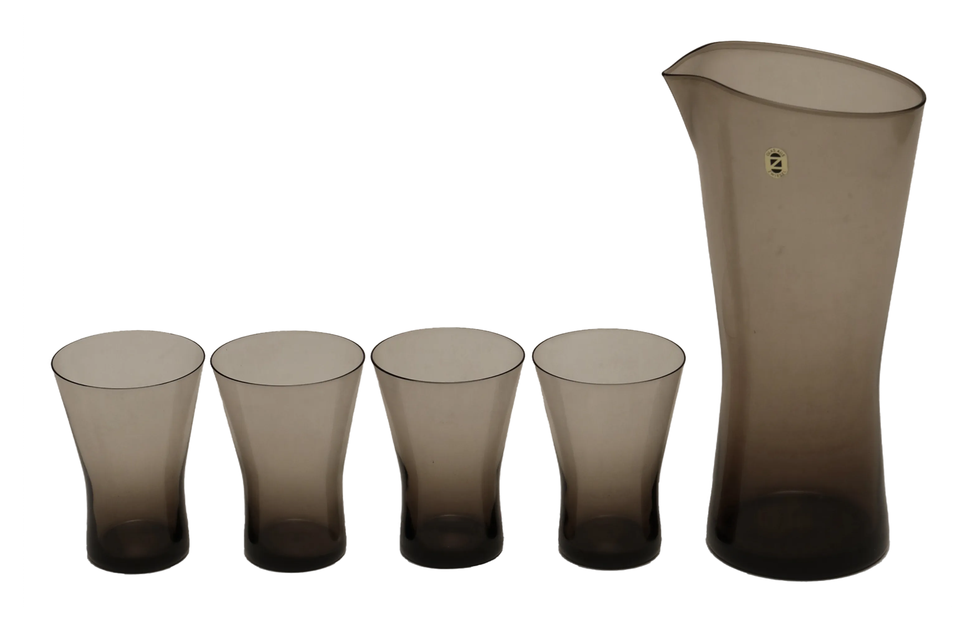 Mid-Century Modern Glass Pitcher and Drinking Glasses by Heinrich  Lffelhardt for Farbglaswerke Zwiesel, 1950s, Set of 5