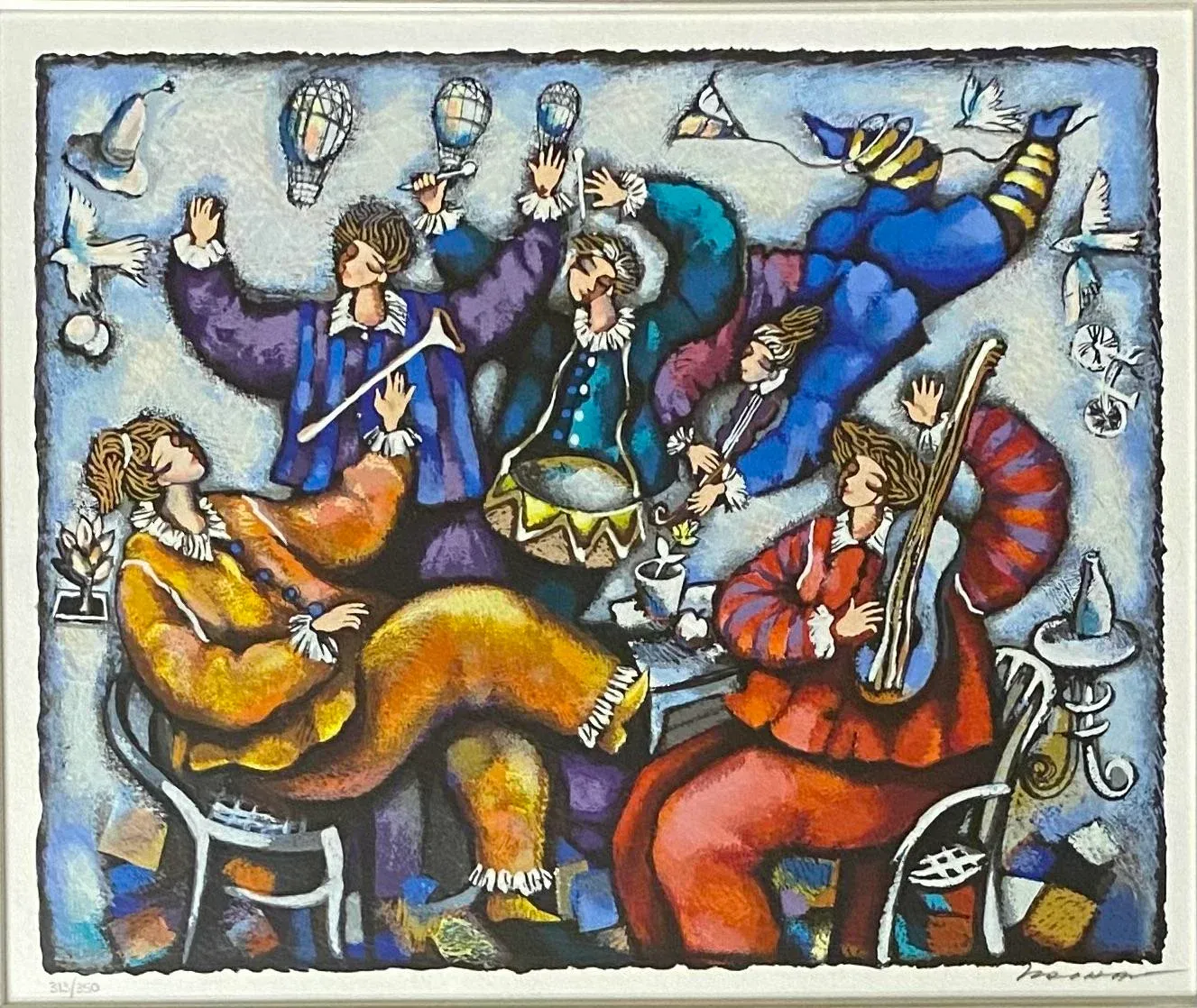 Michael Kachan Original Color Lithograph Featuring Musicians