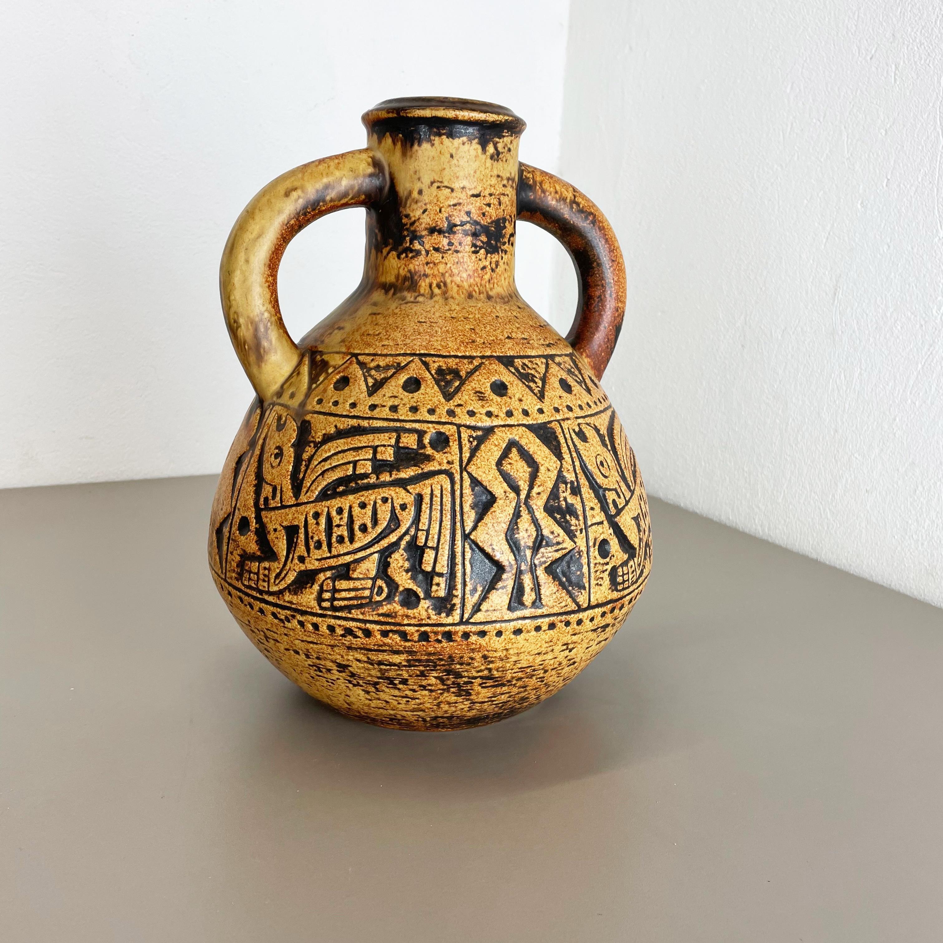 XXL Colorful Pottery Fat Lava Maya Tiki Vase from Jasba