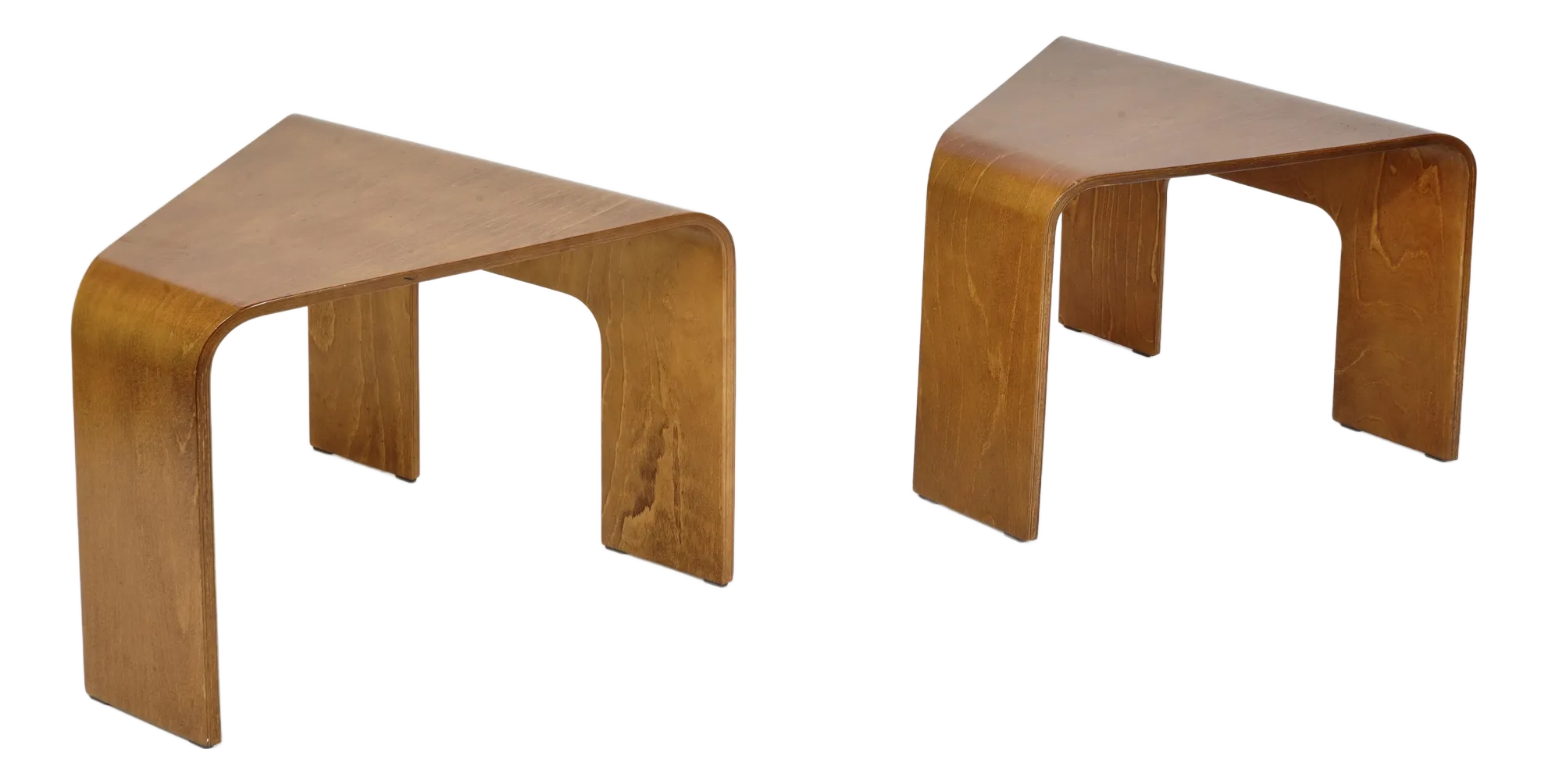Vintage Bent Wood Corner Tables by Ekornes Stressless Set of 2