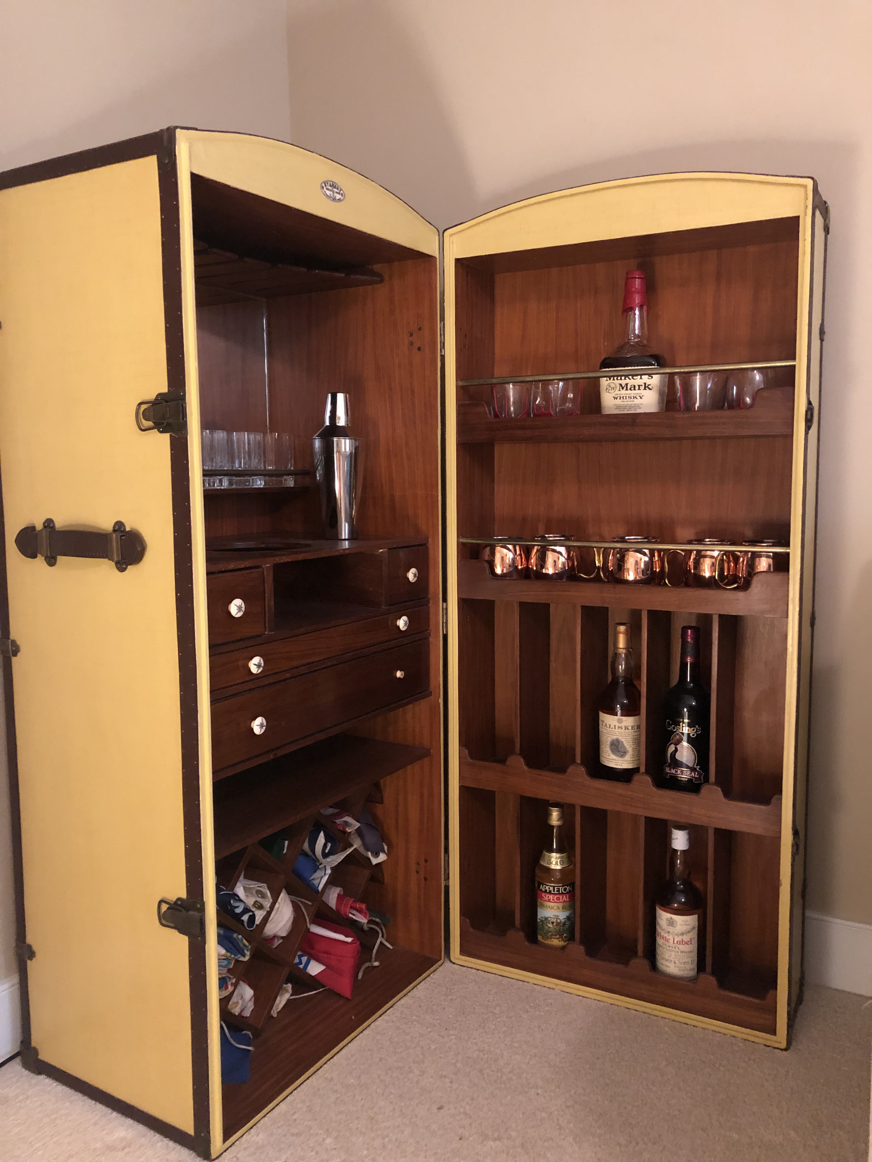 steamer trunk bar cabinet