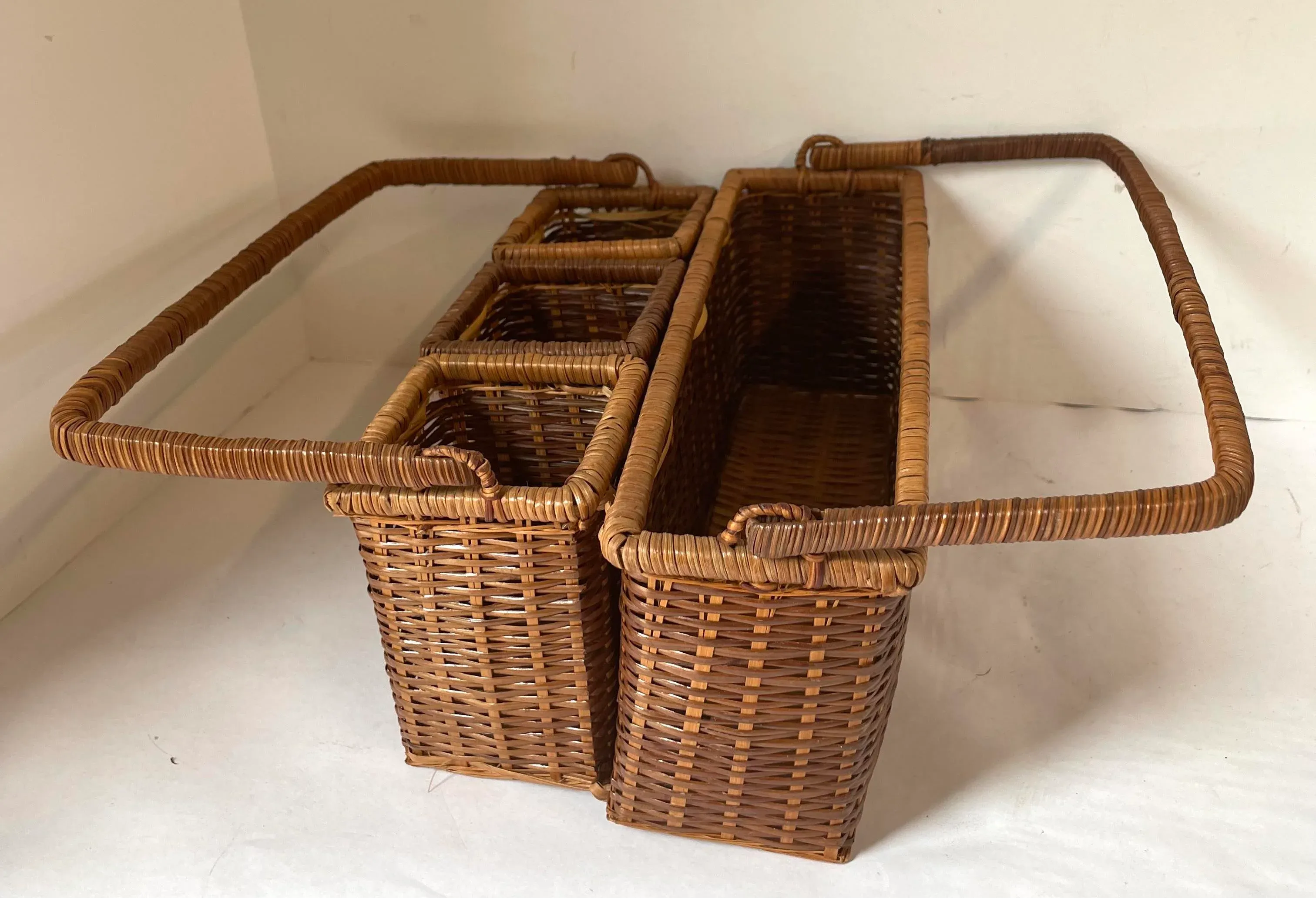 Vintage Wicker Flatware Serving Basket CaddyTrench coat