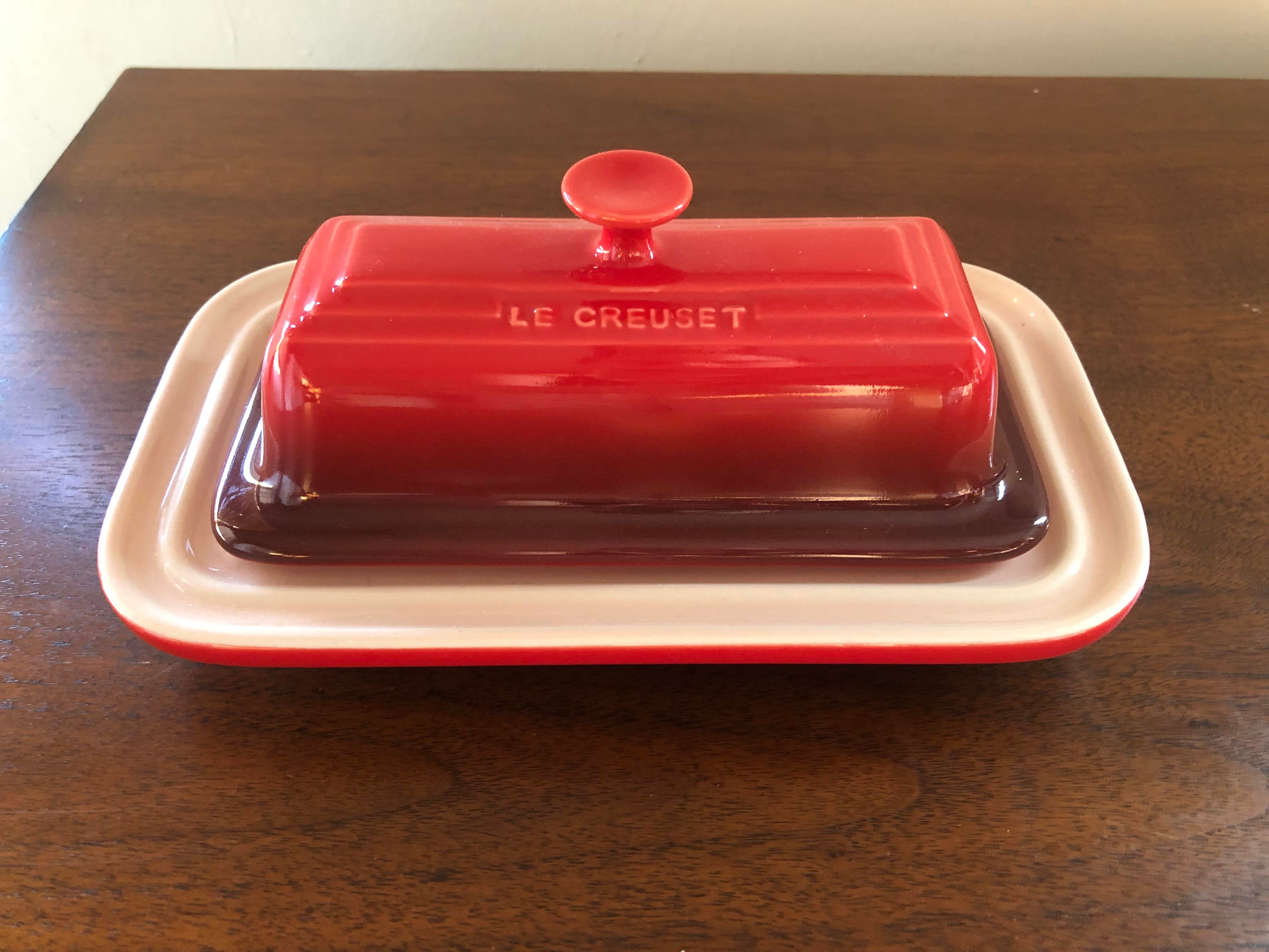 Le creuset butter dish cheap red