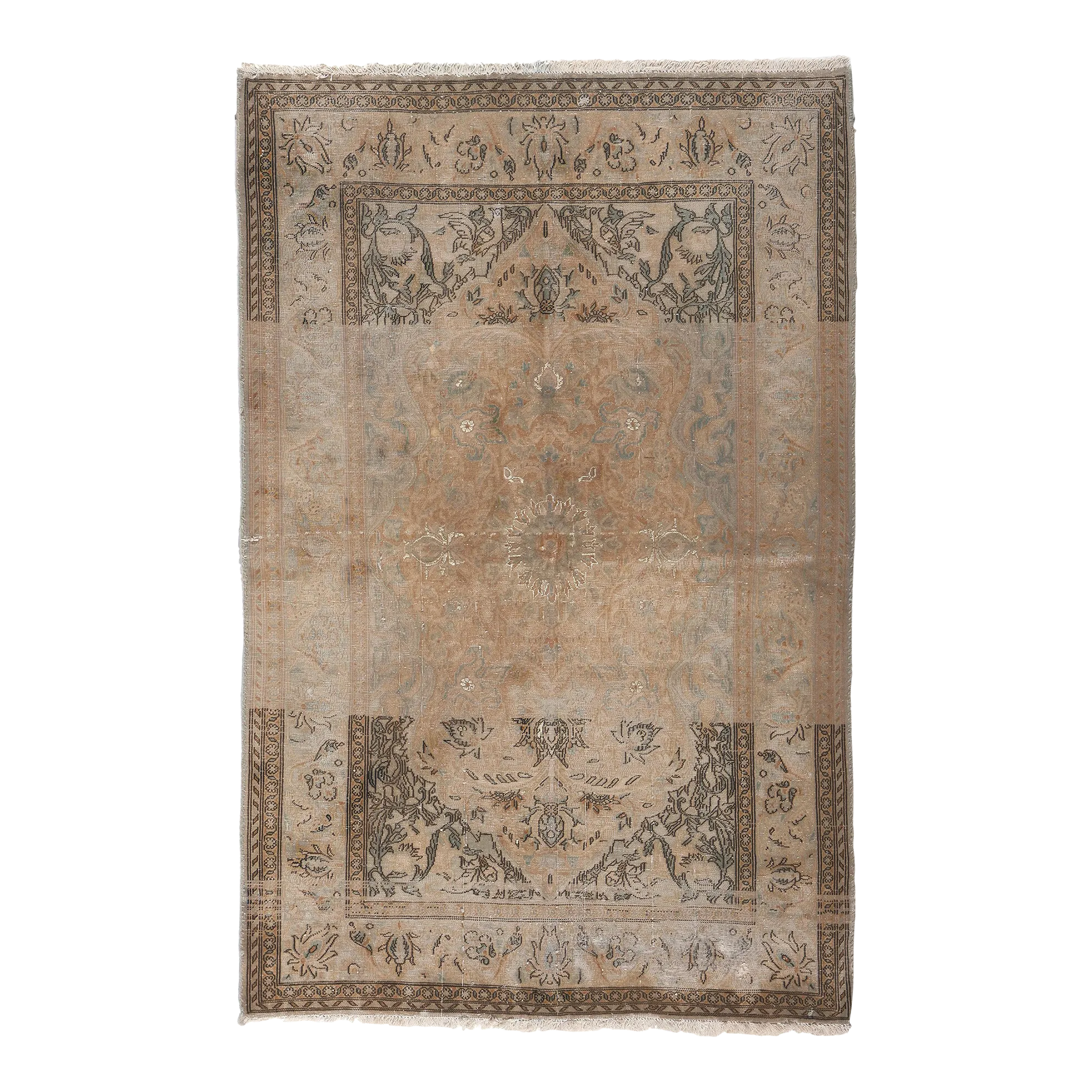Mid 20th Century Distressed Faded Vintage Persian Rug, 03'05