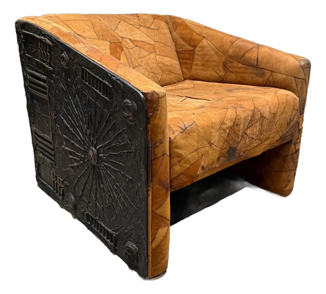 1970s Adrian Pearsall Craft Associates Brutalist Armchair Leather