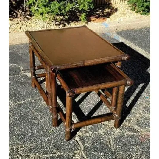 Late 20th Century McGuire Organic Modern Bamboo Nesting Tables - Set of 2