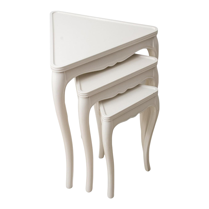 White Lacquered Triangular Nesting Tables, Set of 3 Chairish