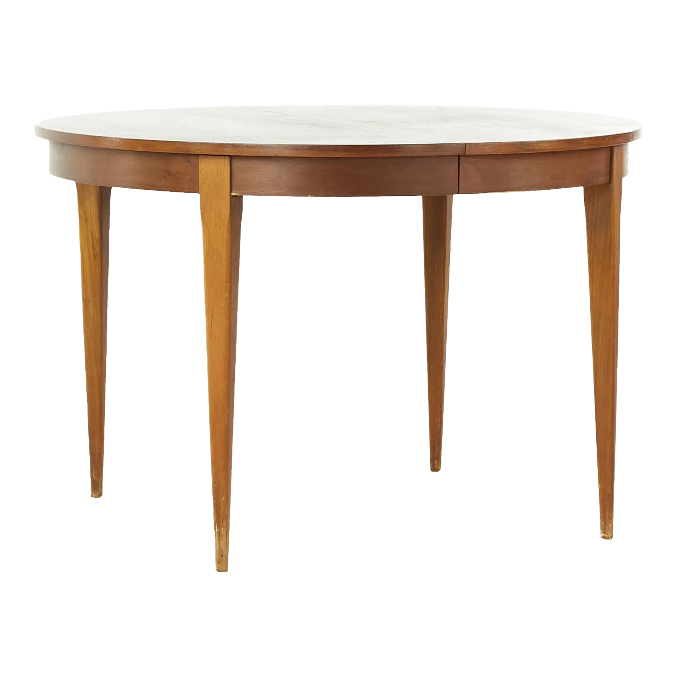 Young Manufacturing Mid Century Walnut Dining Table With 2 Leaves