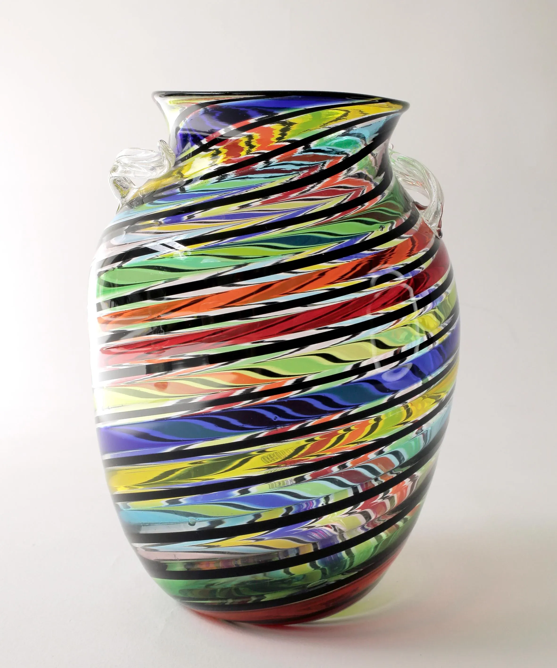 1960s Vintage Fratelli Toso Canne Multicolor Winged Murano Glass