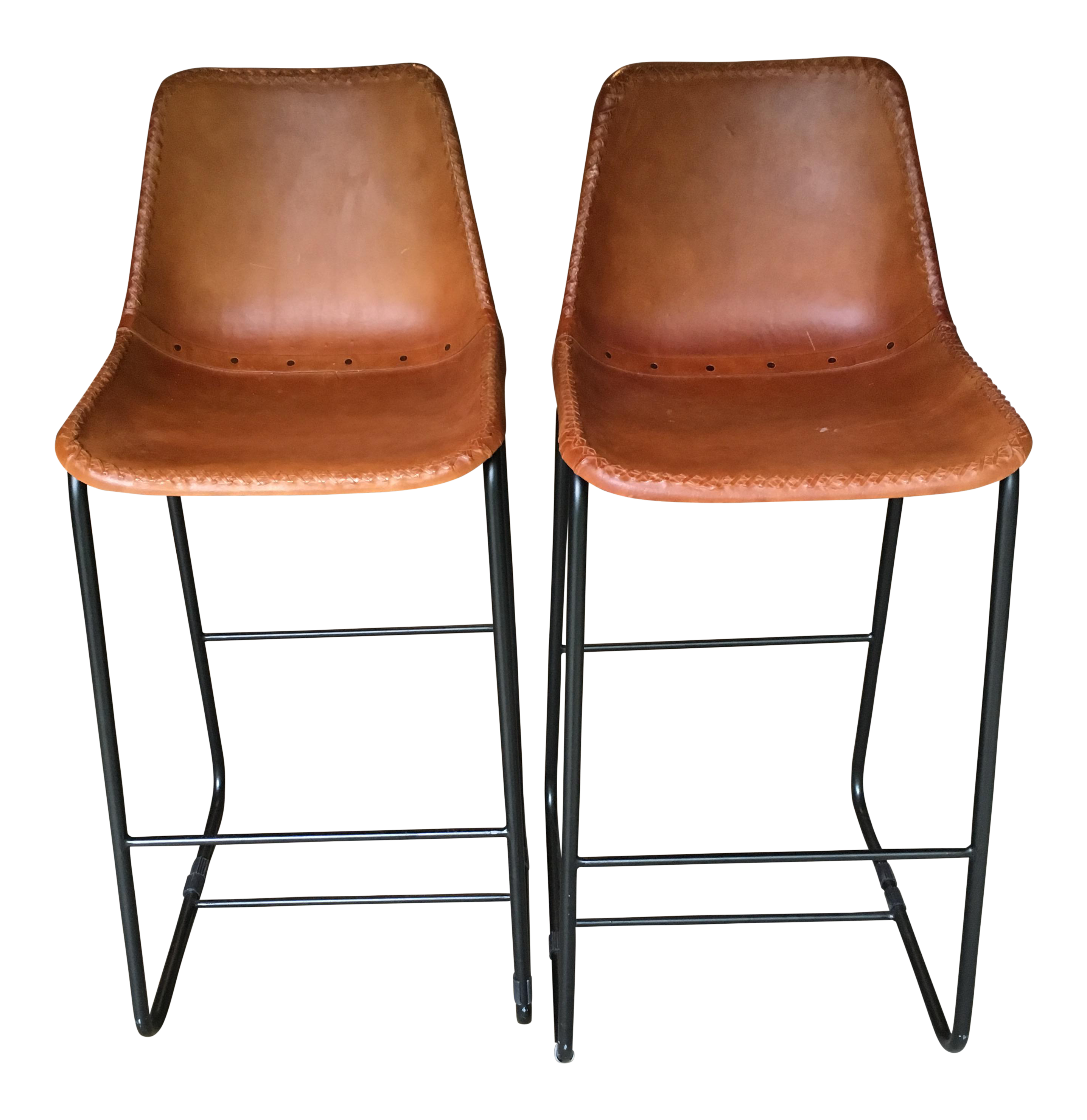 CB2 Slope Leather Bar Stools A Pair Chairish