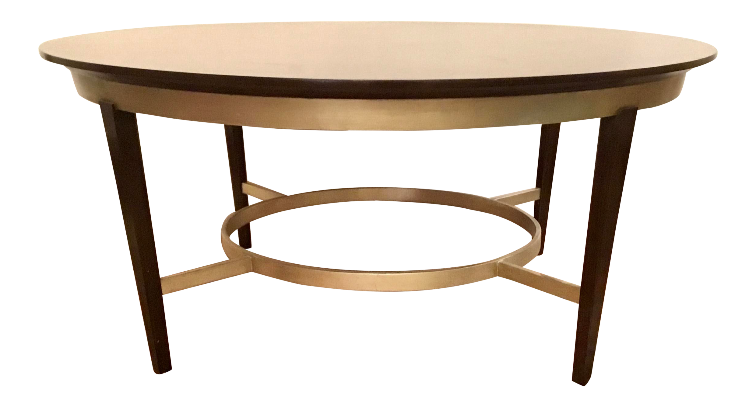 Henredon Modern Dark Walnut Finished Wood Round Cocktail Table Chairish