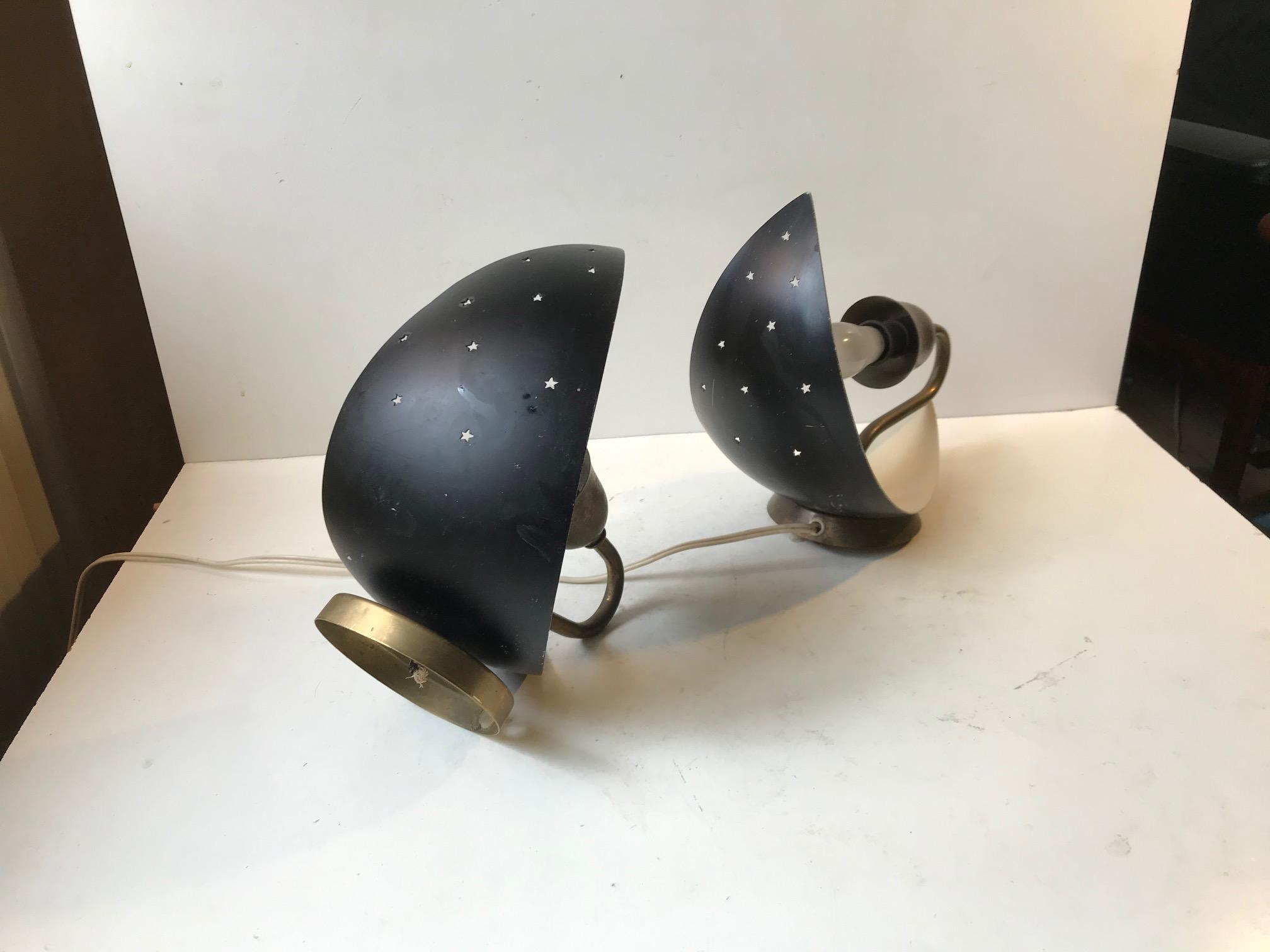 Scandinavian Starry Night Wall Sconces from Fog & Mørup, 1950s, Set of 2